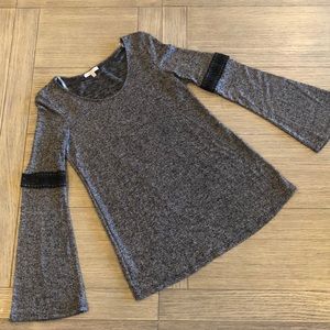 Charlotte Russe grey black small bell sleeve shirt